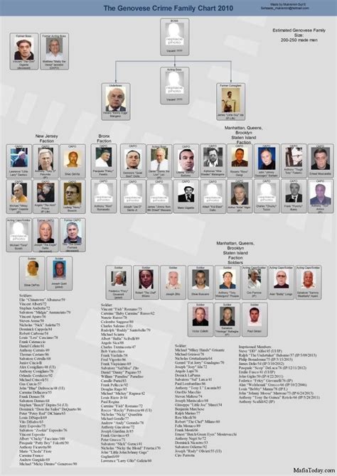 In certain cases, the bosses and hierarchy of the families are not known because the real boss recently passed away, was killed or retired. . Genovese crime family chart 2021